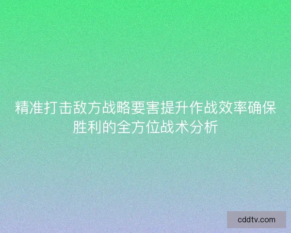精准打击敌方战略要害提升作战效率确保胜利的全方位战术分析